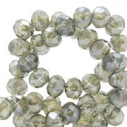 Faceted glass beads 3x2mm disc Black diamond-pearl shine coating